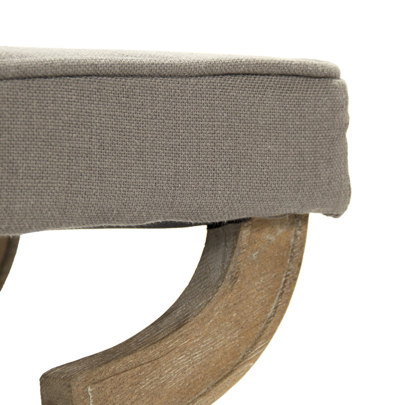 Elof Linen Upholstered Bench, Olive Green/Brown, 16" H x 51" W x 18" D