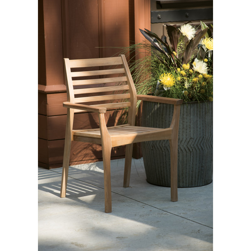Mera Stacking Patio Dining Chair, Natural Teak