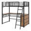 Lit mezzanine en métal avec tablettes et bureau en L-408288112