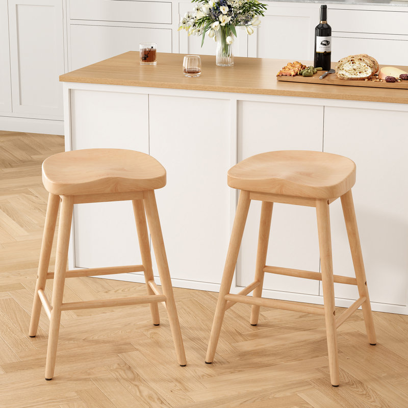 Danel Solid Wood Bar Stool, Light Natural, Counter Stool (25.9" Seat Height)