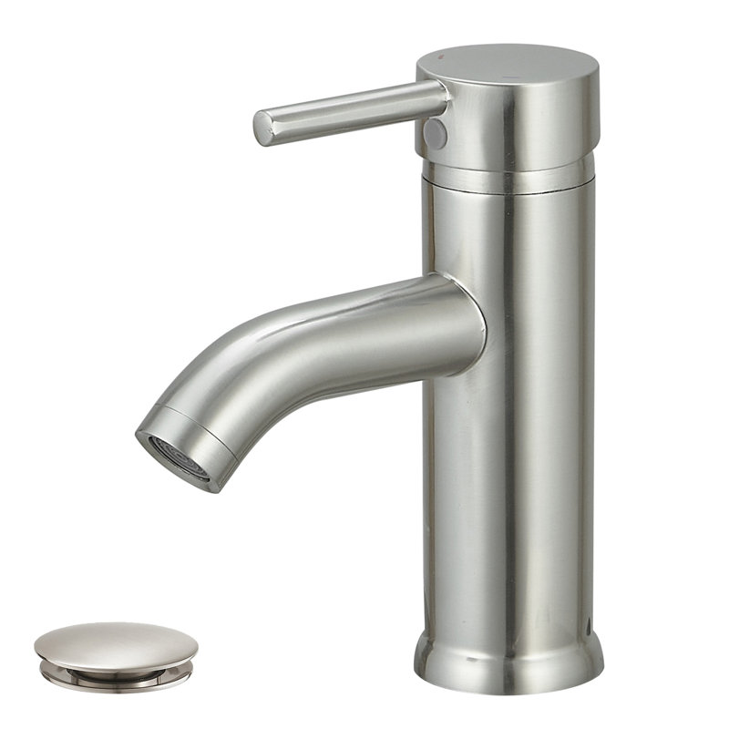 Single Hole Faucet Single-handle Bathroom Faucet with Drain Assembly, Nickel