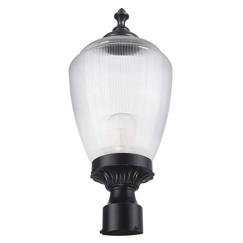 Tête de lanterne noire matte à 1 lumière H 20,25 po Quinton, Prismatique transparent