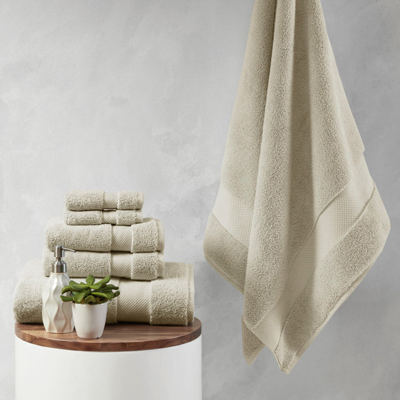 Gracie Mills Forrest Splendor  Cotton 6 Piece Towel Set, Taupe 1000gsm