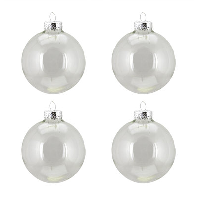 Transparent Clear Glass Ball Christmas Ornaments 3" (80mm)