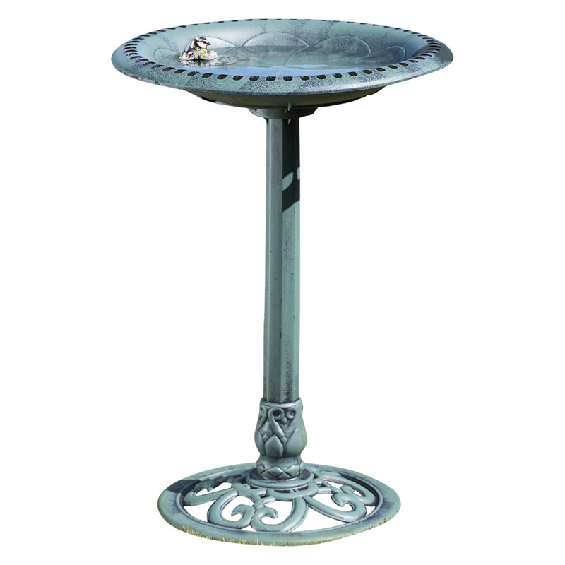 Carville Resin Tiered Birdbath, Verdigris
