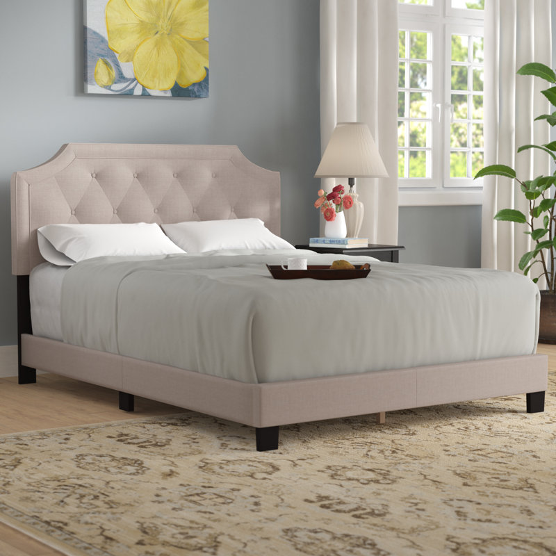 Lit tapissier Amidon, Beige, Grand