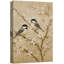 Chickadee Birds on Blooming Branches in Soft Neutral Tons - Art encadré sur toile-120783437-120783433