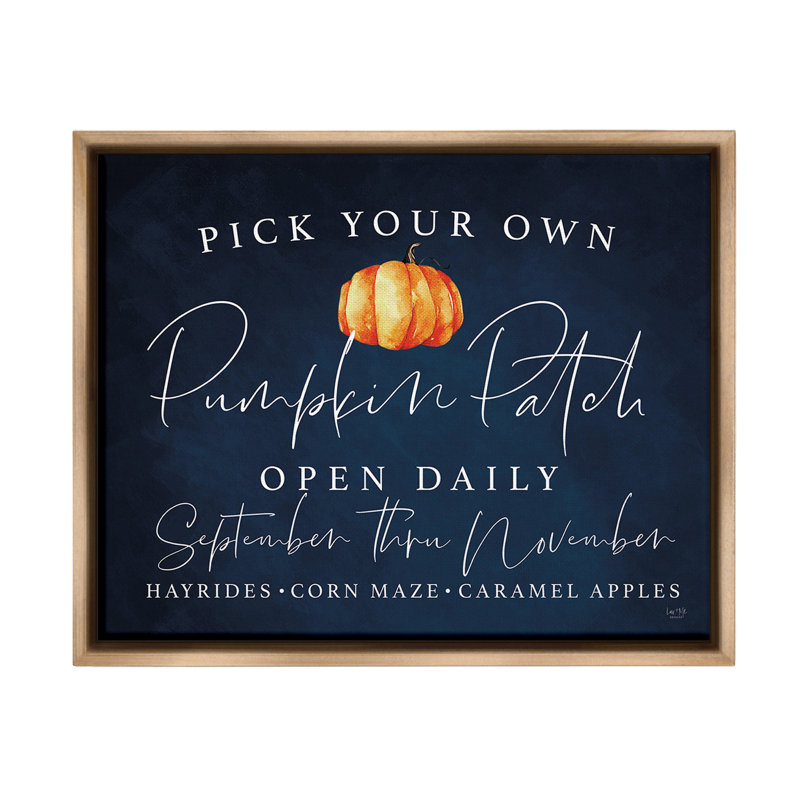«Pick Your Own Pumpkins» sur toile, Cadre flottant orme Montalcino, H 17 po x l 21 po