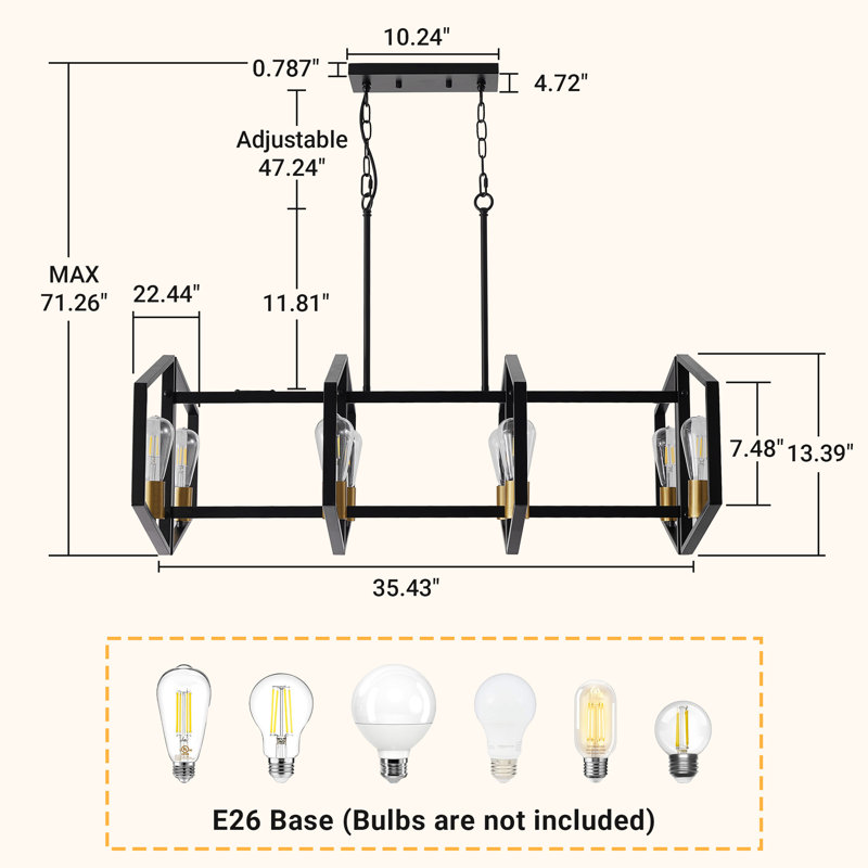 8-Light Dimmable Kitchen Island Pendant