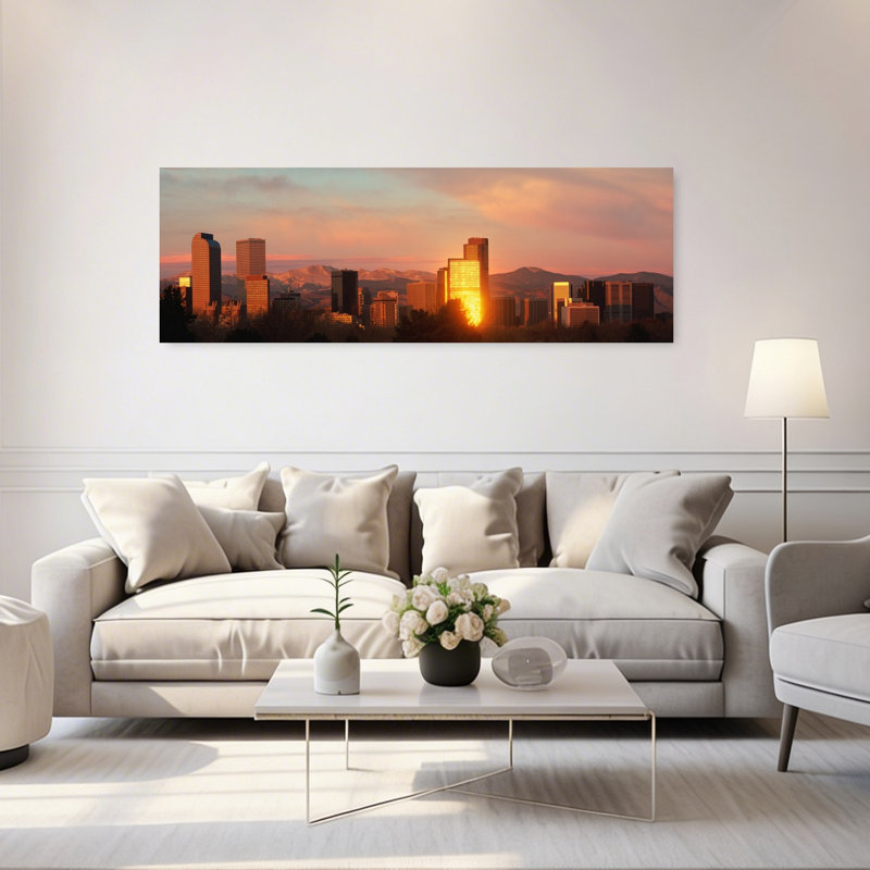 Denver skyline 1 Piece Wrapped Canvas Panoramic Wall Art, 50.8 cm H x 152.4 cm W