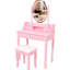 Bureau de coiffeuse rose, table de maquillage en bois à 4 tiroirs, miroir lumineux à DEL, tabouret confortable, assemblage sans effort, surface de rangement lisse, pieds antidérapants, décoration de chambre à coucher élégante-668881076