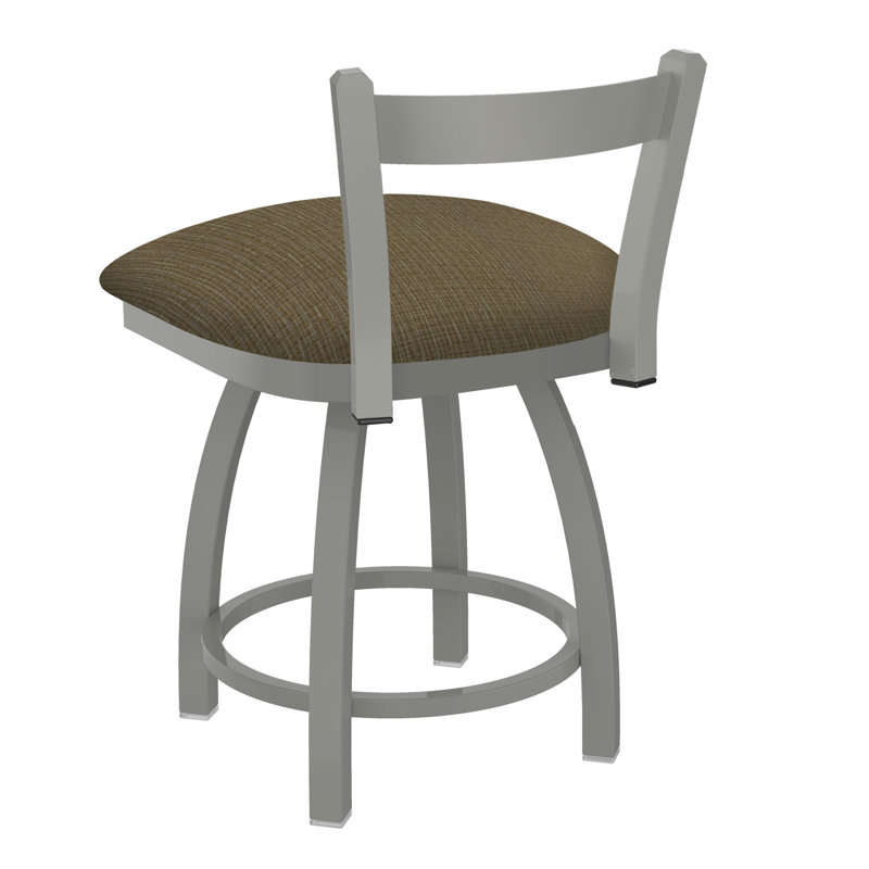Tabouret de coiffeuse en métal Catalina, Nickel anodisé, Tissu liège graphique