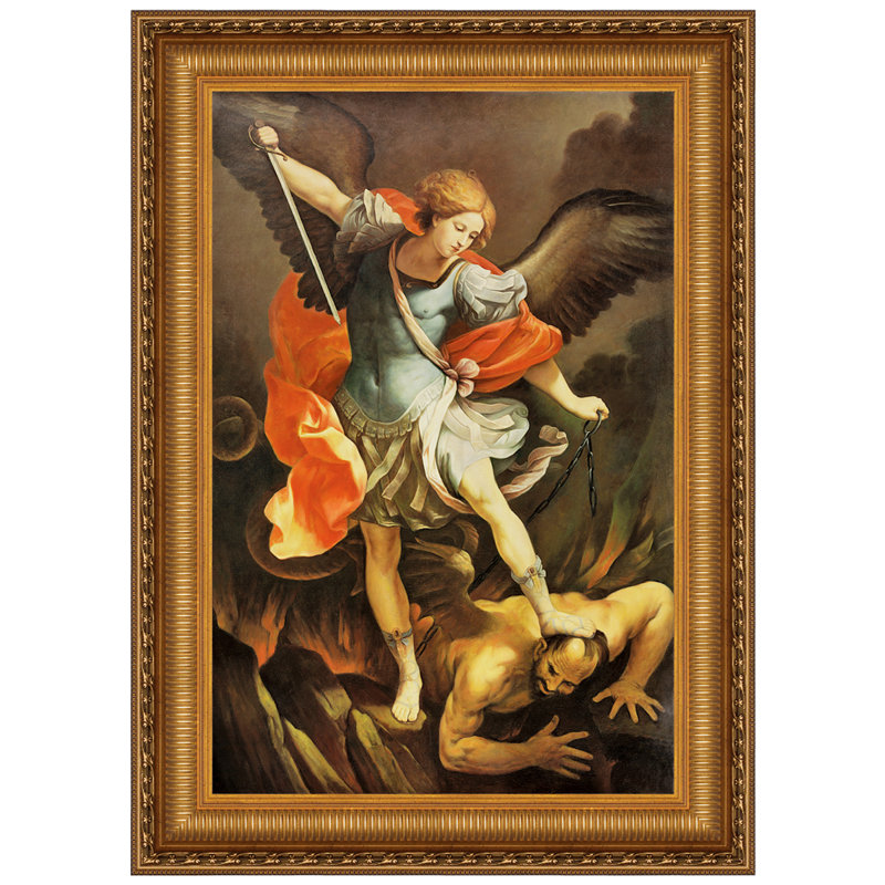 «Archangel St. Michael» par Guido Reni, reproduction d'art encadrée, H 34,25 po x l 25,25 po x P 1,875 po