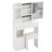 Compact Left Drawer Vanity Table With Cushioned Stool And Extra Large Sliding Mirror-113847152