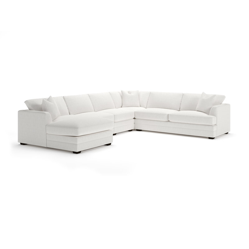 Edan 5-Piece Upholstered Sectional, Left Hand Facing, Nomad Snow Crypton® Chenille