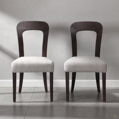 Ensemble de 2 chaises de salle à manger rembourrées avec pieds en bois d'hévéa massif, capacité de poids de 330 lb