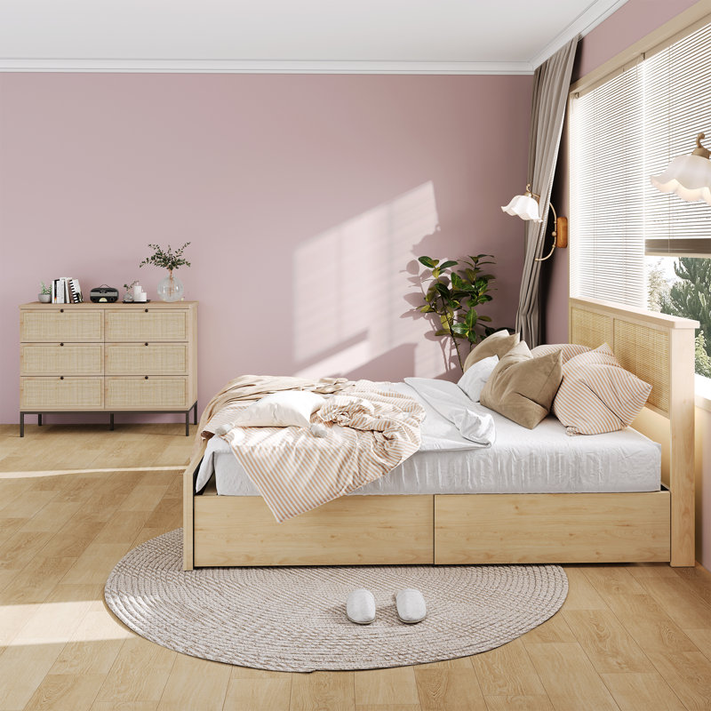 Ensemble de chambre à coucher Boho, Grand lit, 2 Pcs: Bed, Dresser