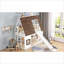Lit simple superposé simple en bois de pin et panneau de fibres à densité moyenne avec glissière échelle, sans sommier, blanc et amp; Brun pour petite chambre à coucher