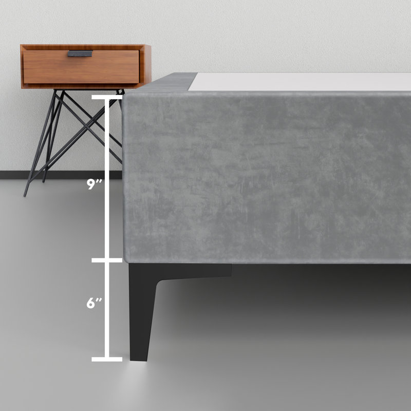 Allondra Upholstered Platform Bed, Full XL, Gray