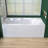 60 In. X 32 In. Alcove/Apron Front Soaking Bathtub With Left Drain Hole Integrated Armrest Non-Slip Tub In White-121928869