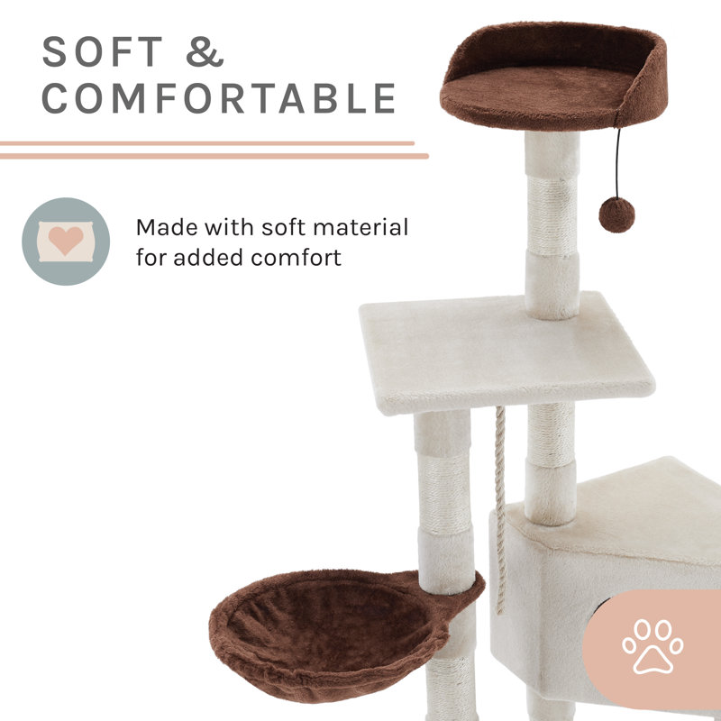 Sam's Pets 54" Beige and Brown Multi-Tier Cat Tree