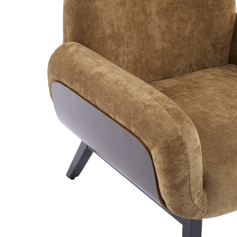 Chaise d'appoint rembourrée avec pieds en bois d'hévéa Yousef, Tanné