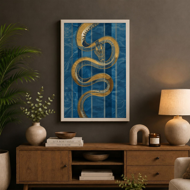 Gilded Serpent Art Deco - Wrapped Canvas, 24x16 - 61.0 x 40.6 cm, Terracotta Border