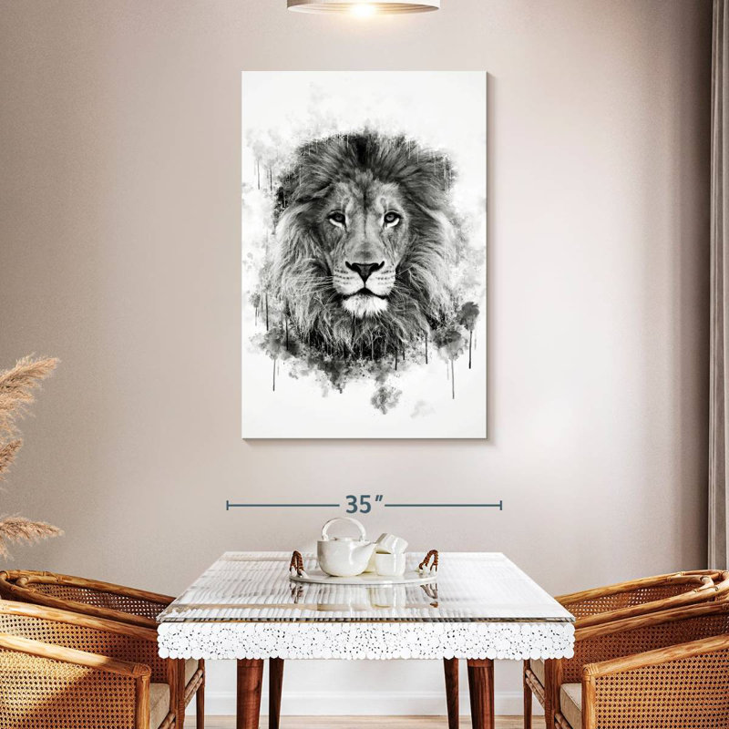 Brampt Lion Head Black And White, 24" H x 16" W