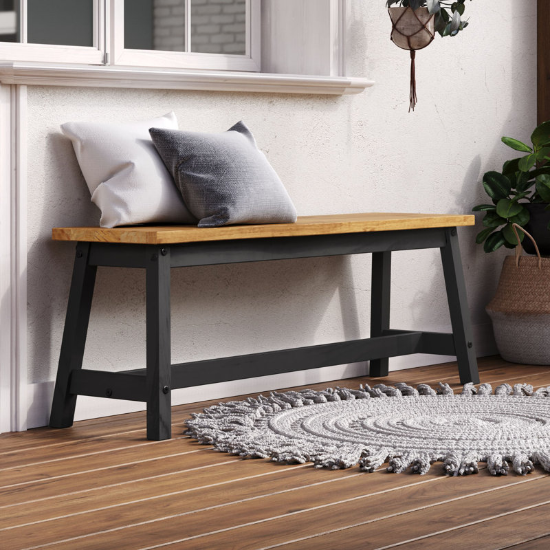 Staton Solid Wood Bench, 45.50 x 122.50 x 31.50cm, Black