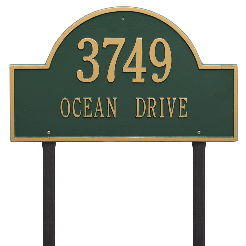 Plaque d'adresse sur 2 lignes pour pelouse, Oui, Vert et or