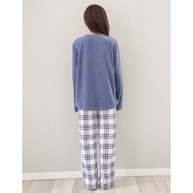 Latitude Run® Winesburg RH Pajama Set Plaid Women's Printed Comfy Fleece  Long Sleep-Lounge Night RHW2857 & Reviews