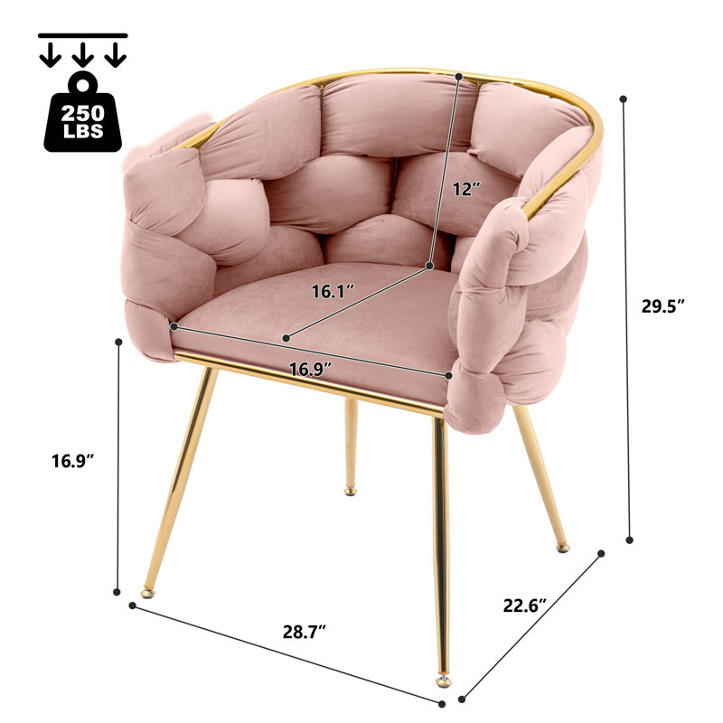 Chaise de salle à manger en velours capitonné Aughafatten, Rose
