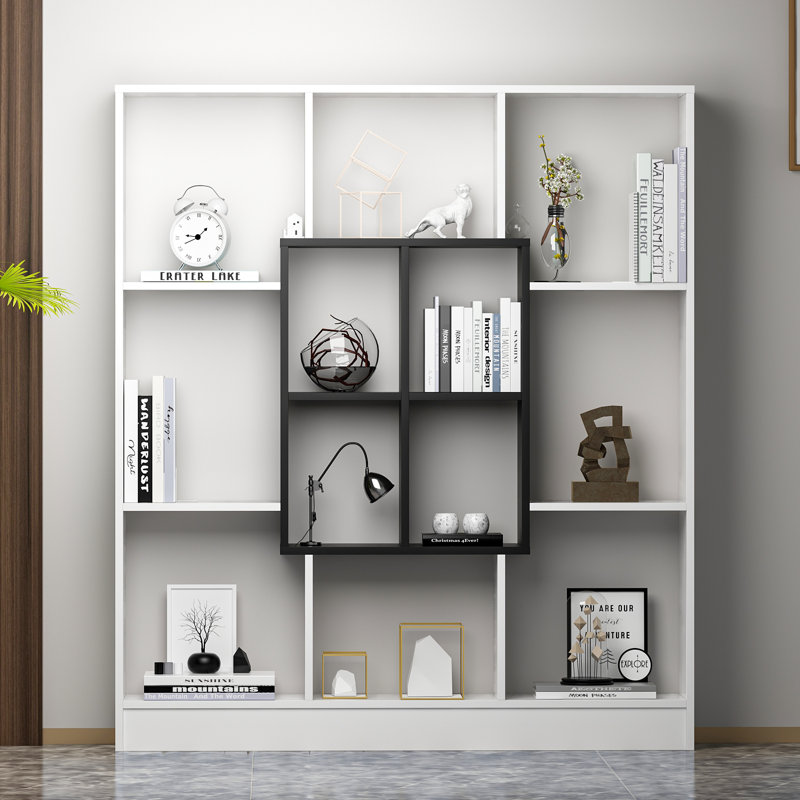 Rosenstein 151.8cm H x 135cm W Standard Bookcase, White/Black