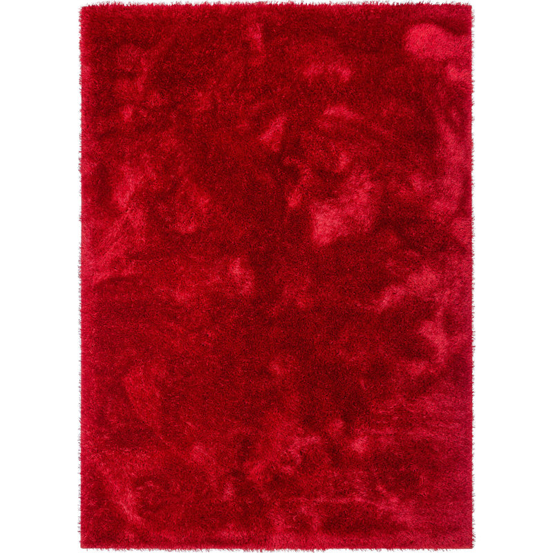 Tapis rouge à poils longs Feather, Rectangle 5 pi 3 po x 7 pi 3 po