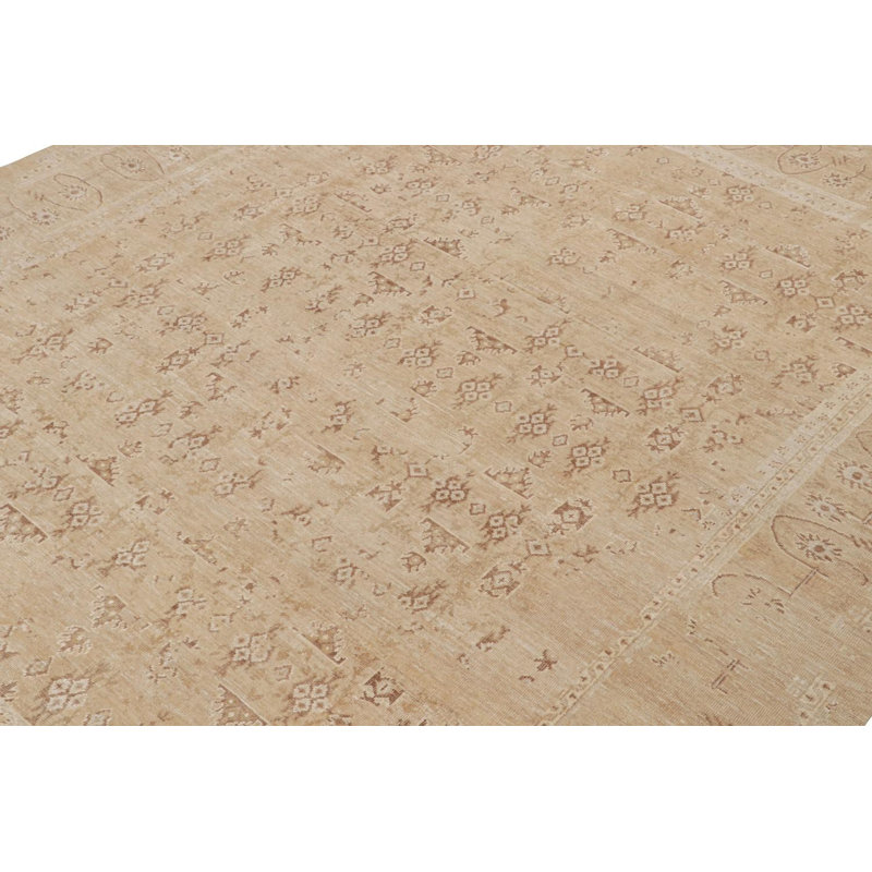Hand Knotted Silk Area Rug in Brown