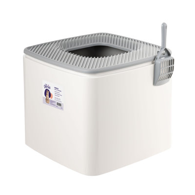 Litter Genie Top Entry Cat Litter Box with Scoop, Square Enclosure for Cat