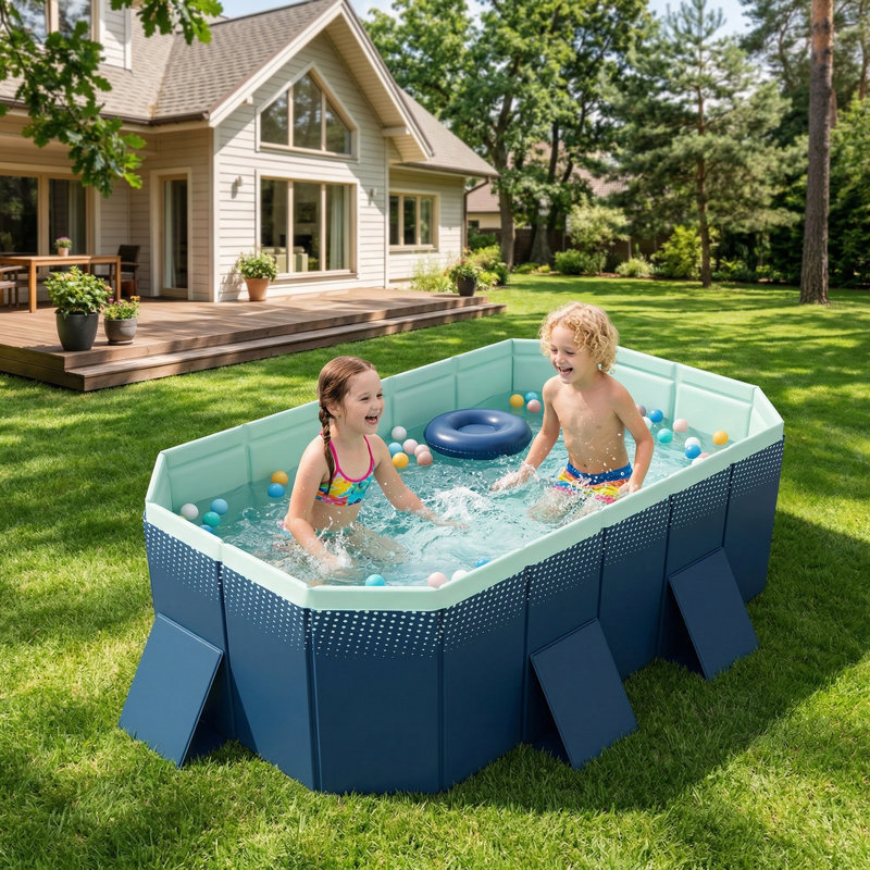 Piscine en PVC pliable non gonflable Scendor 216 cm x 137 cm x 50 cm, grande capacité 310 gallons