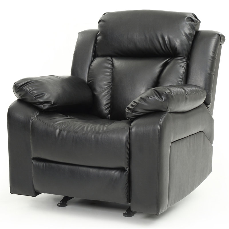 Mowery Faux Leather Recliner, Black
