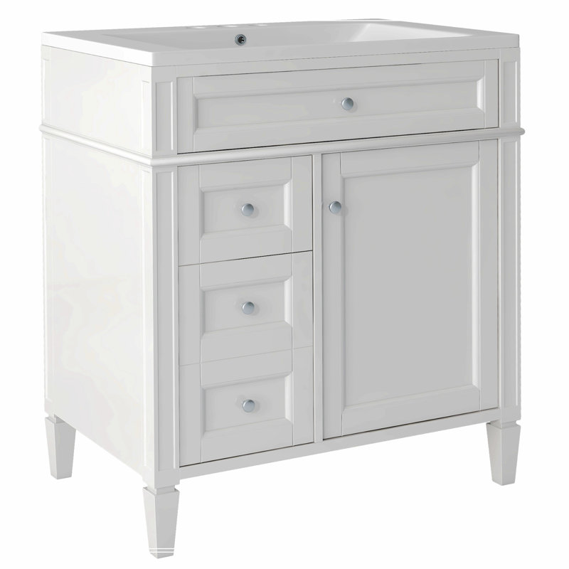 Castone 30'' Single Bathroom Vanity with Top, White