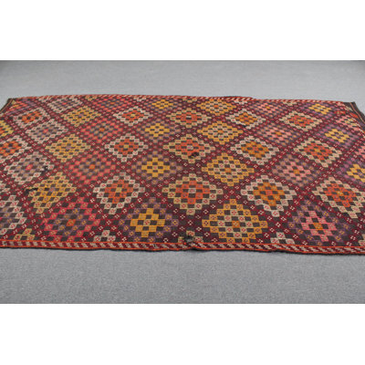 Tapis turc rétro vintage Oushak avec broderie décorative brune pour les grands salons