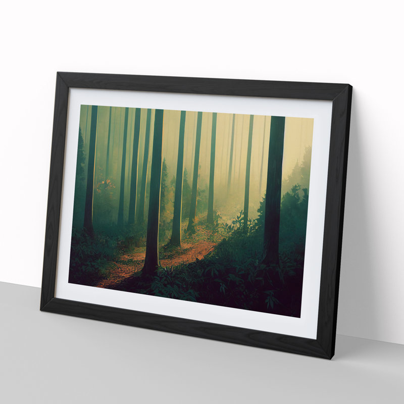 XH1022-6838X Peaceful Summer Forest - Picture Frame Print, 34cm H x 46cm W x 2cm D, Black