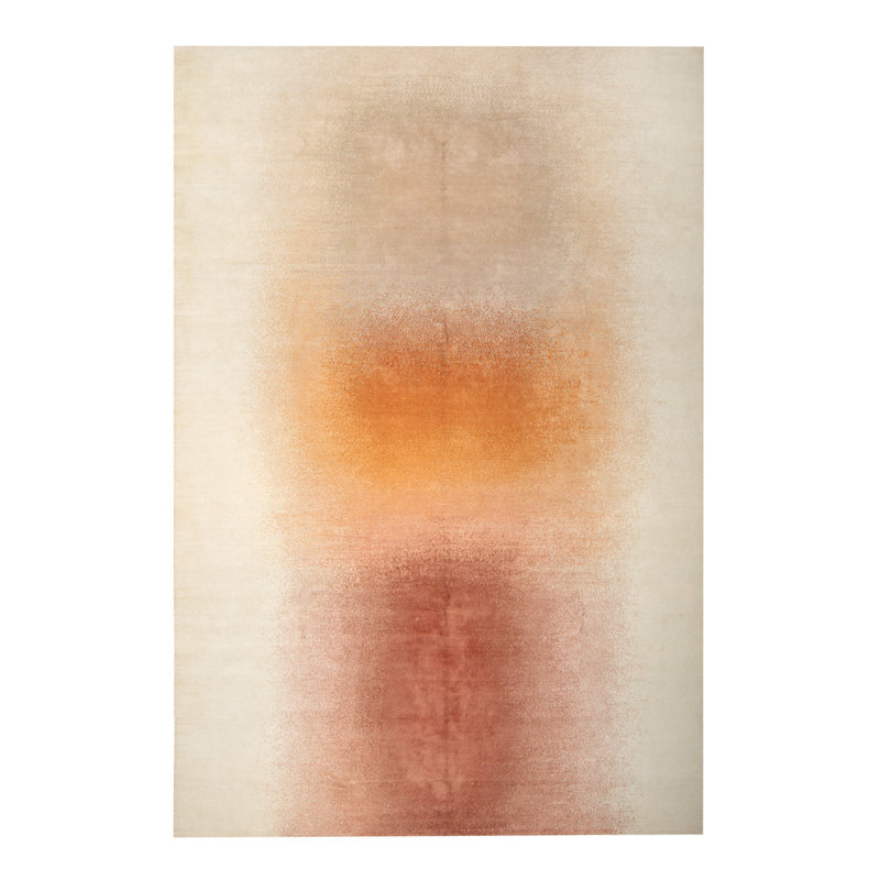 Contemporary Wool Blend Rug, Rectangle 10' x 14', Orange Pink
