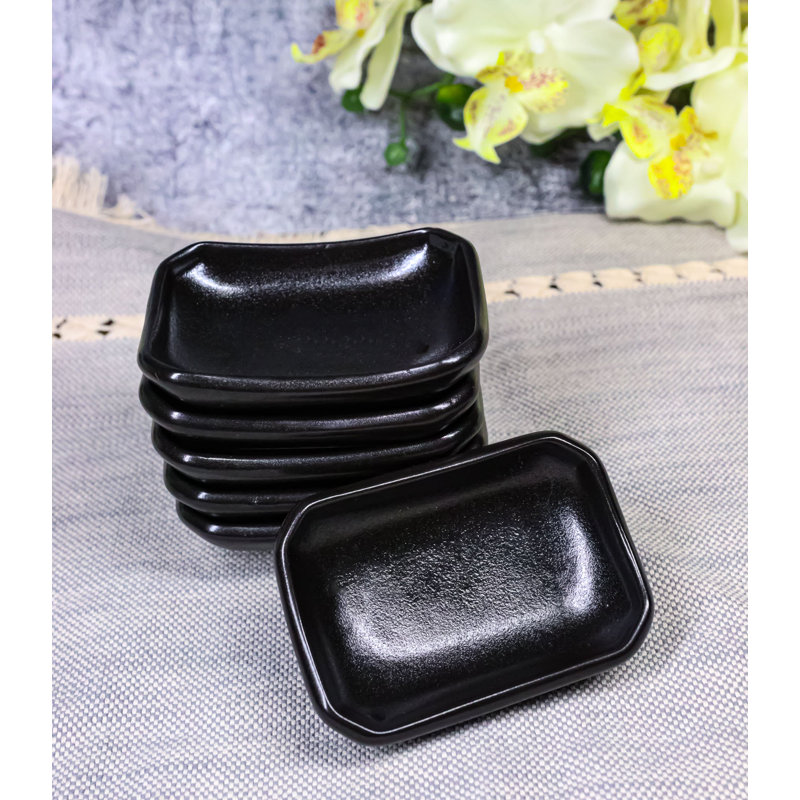 Ensemble de 6 assiettes à condiments rectangulaires en céramique Kokuyo