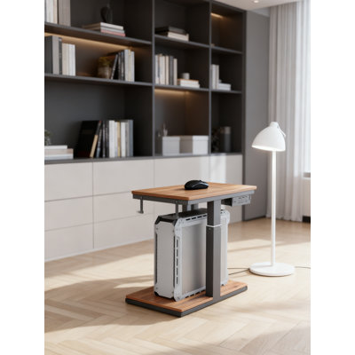 Support pour ordinateur à hauteur réglable avec roulettes et station de charge, support pour ordinateur à 2 niveaux pour l'organisation sous le bureau, le bureau à domicile et les jeux avec prises CA et ports USB