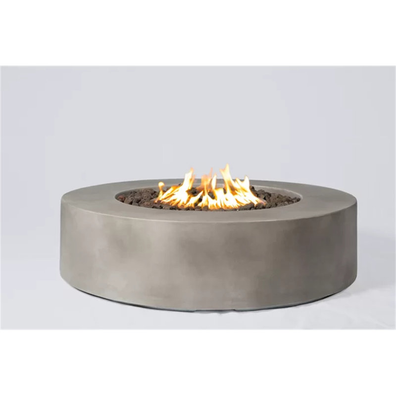 Fiber Reinforced Concrete Outdoor Fire Pit Table, 12" H x 36" W x 36" D