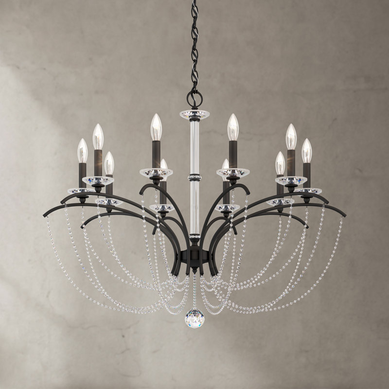 Priscilla 10 - Light Chandelier, Optic Crystal, Black