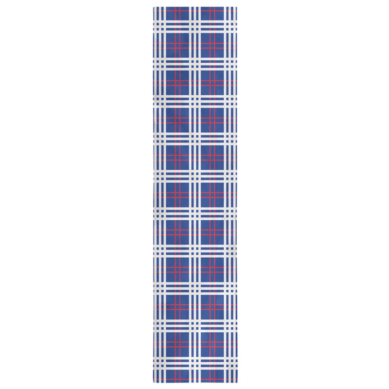 Paid Polyester Table Runner, 90" L x 16" W, Blue/Red/White