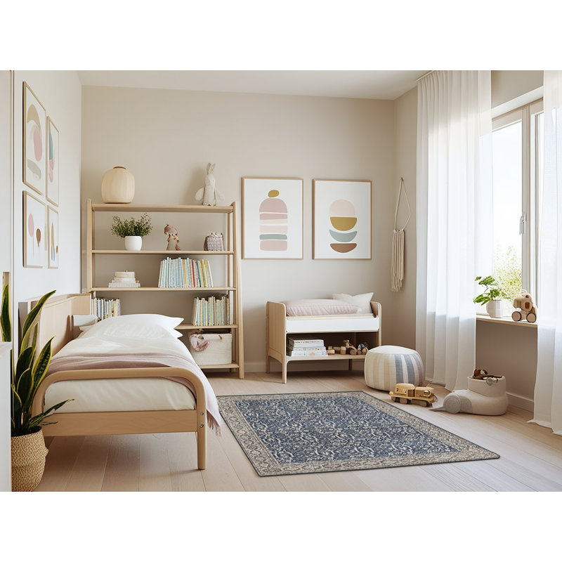 Tapis bleu / beige Thorbiorn, Rectangle 3 pi x 5 pi
