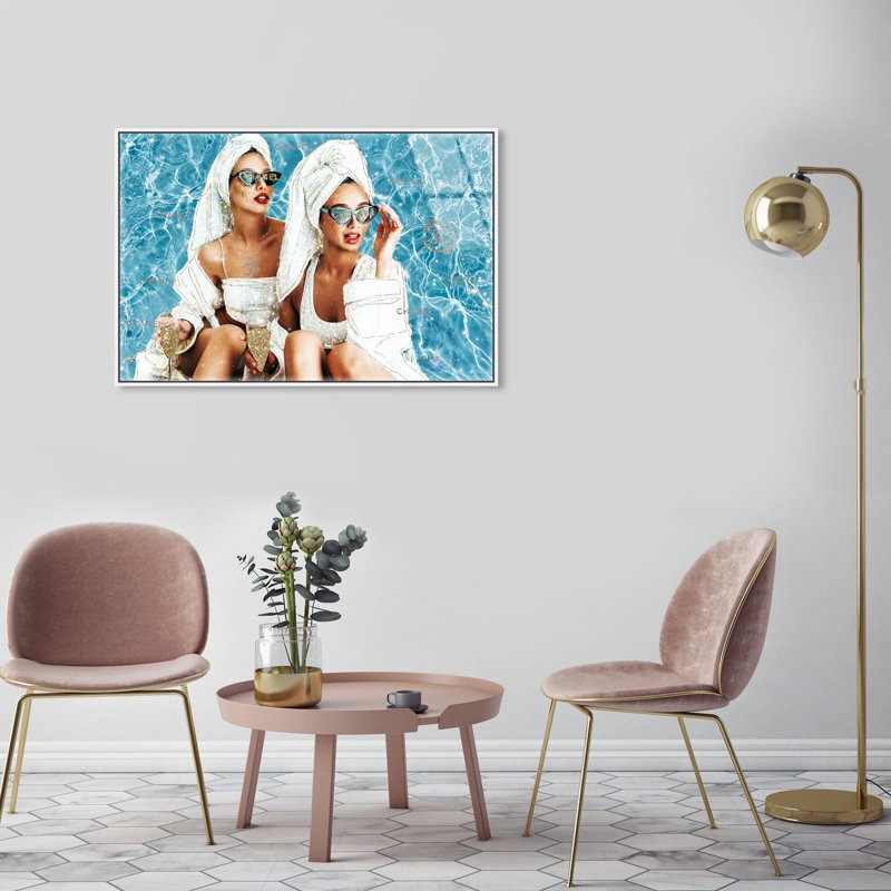 Best Friend Chica Duo Drinks and Spirits Framed Acrylic Art by Oliver Gal