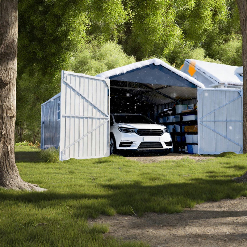 Remise de garage robuste en métal, grande solution de rangement moderne